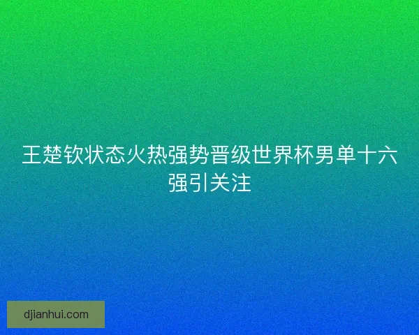 王楚钦状态火热强势晋级世界杯男单十六强引关注