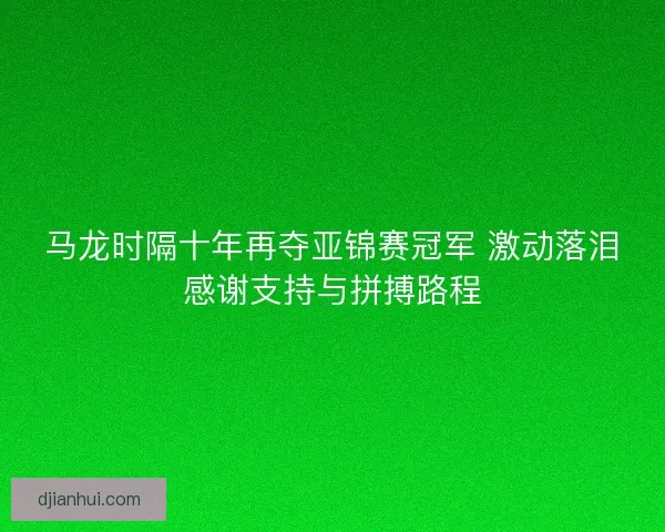 马龙时隔十年再夺亚锦赛冠军 激动落泪感谢支持与拼搏路程